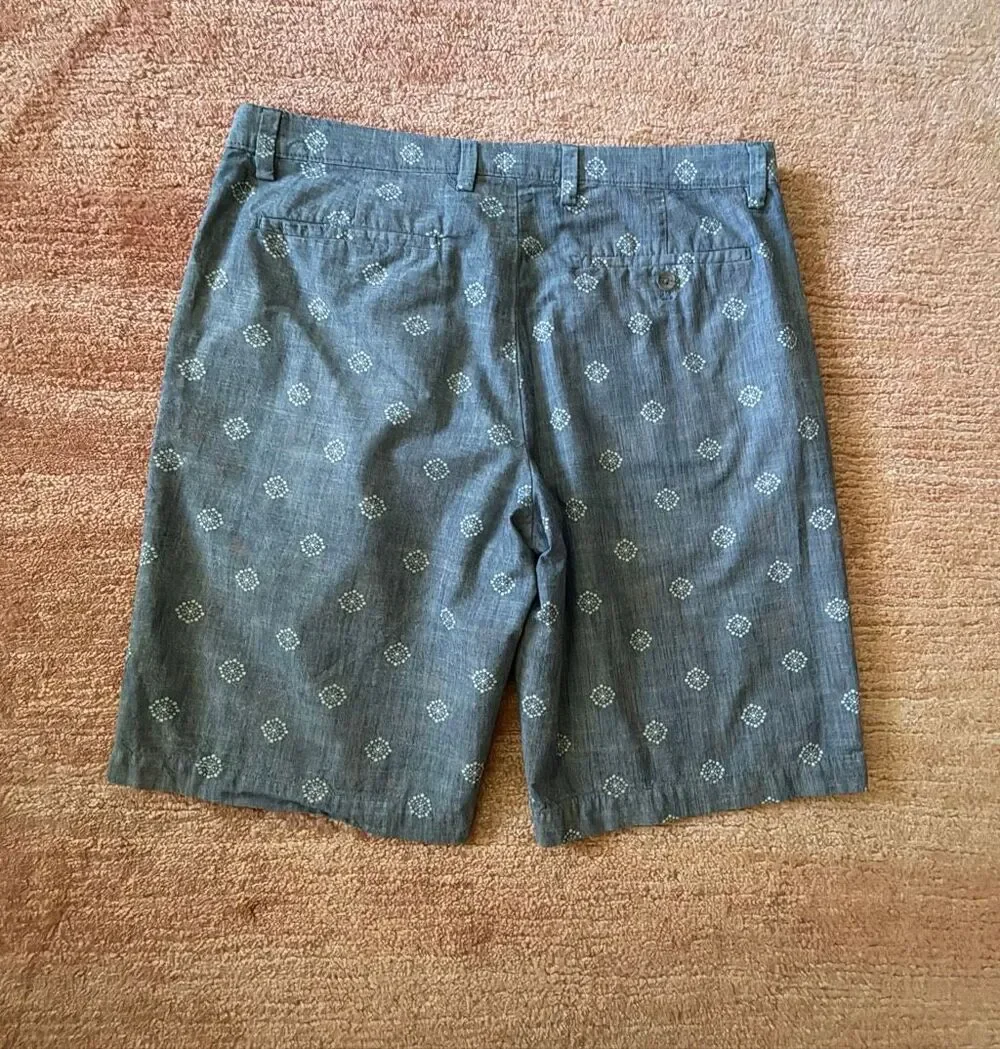 Banana Republic Men’s Gray Chambray Geometric Print Chino Shorts Size 31